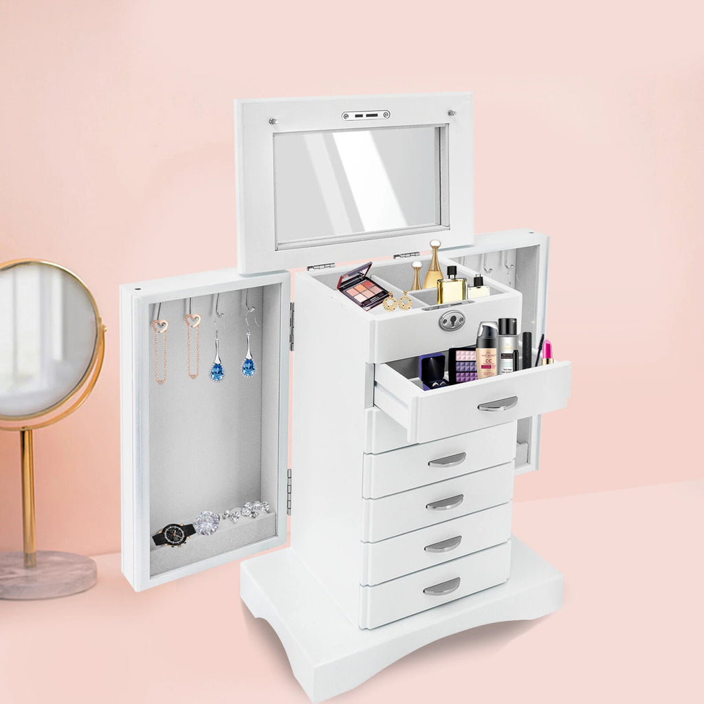 Jewelry Cabinet 7 Layers Large Capacity Jewelry Storage Box Organizer W/ Key | eBay